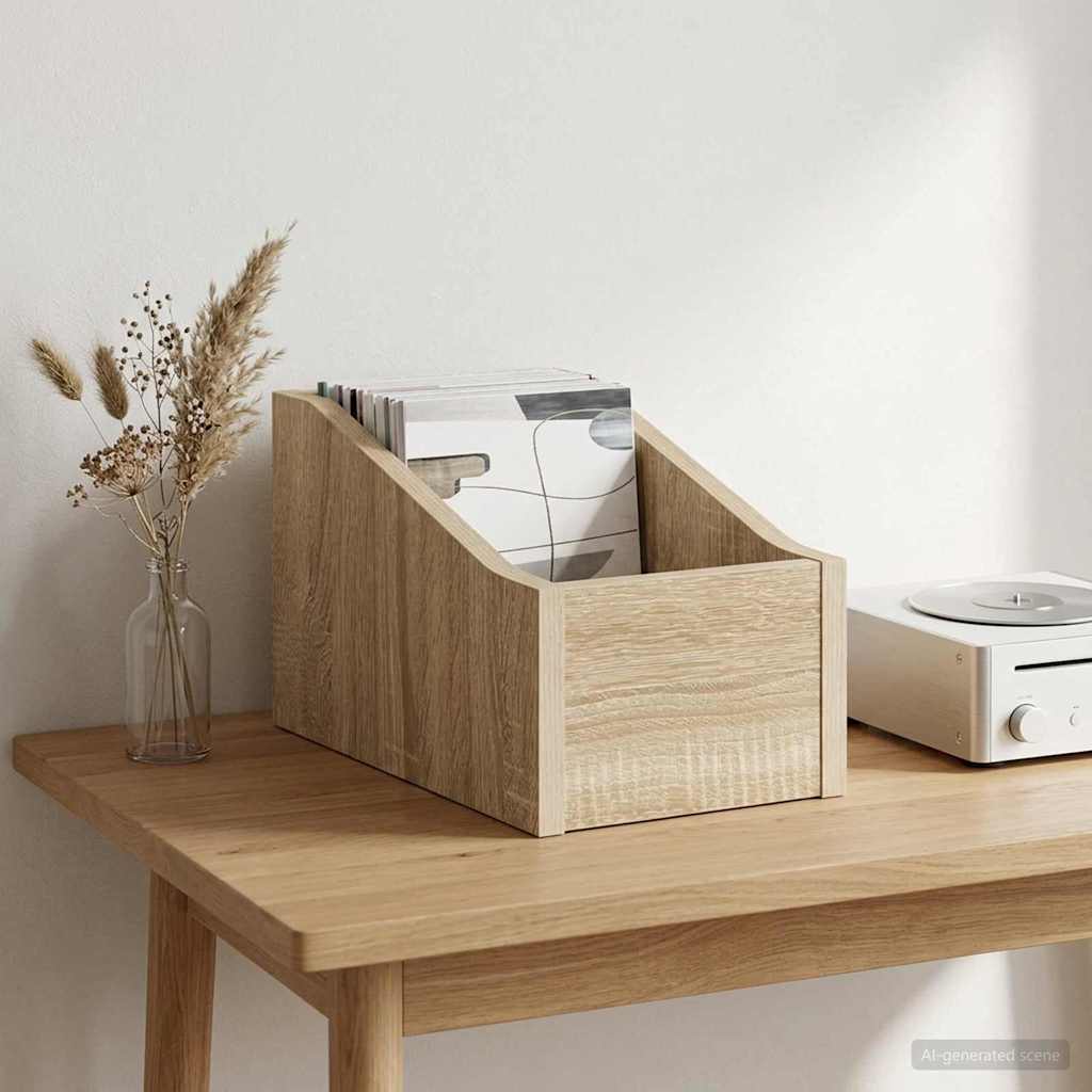 LP Record Box Sonoma Oak 18 x 32 x 18 cm Engineered Wood