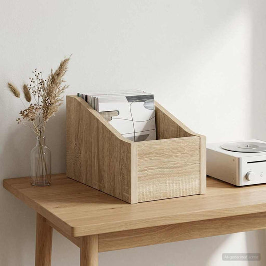 LP Record Box Sonoma Oak 18 x 32 x 18 cm Engineered Wood
