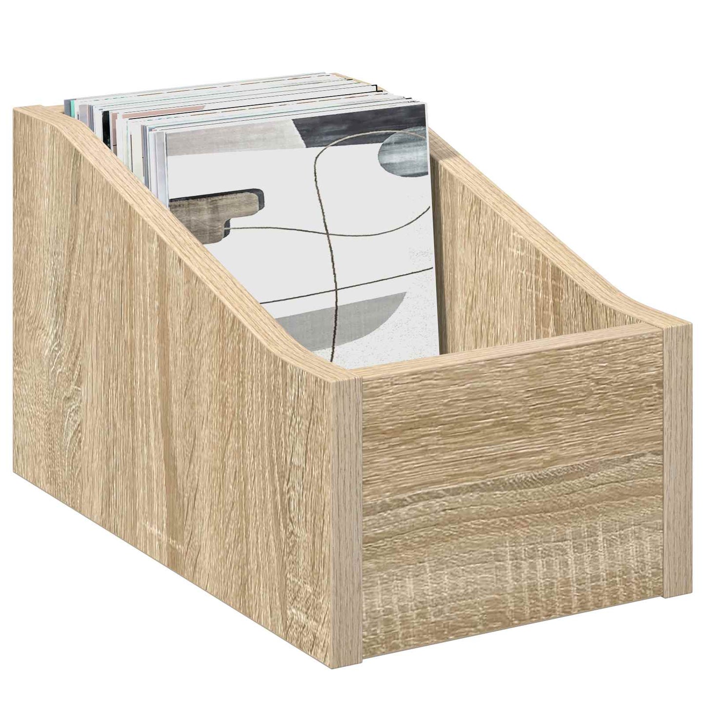 LP Record Box Sonoma Oak 18 x 32 x 18 cm Engineered Wood