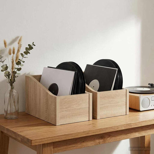 LP Record Box 2 pcs Sonoma Oak 18 x 32 x 18 cm Engineered Wood