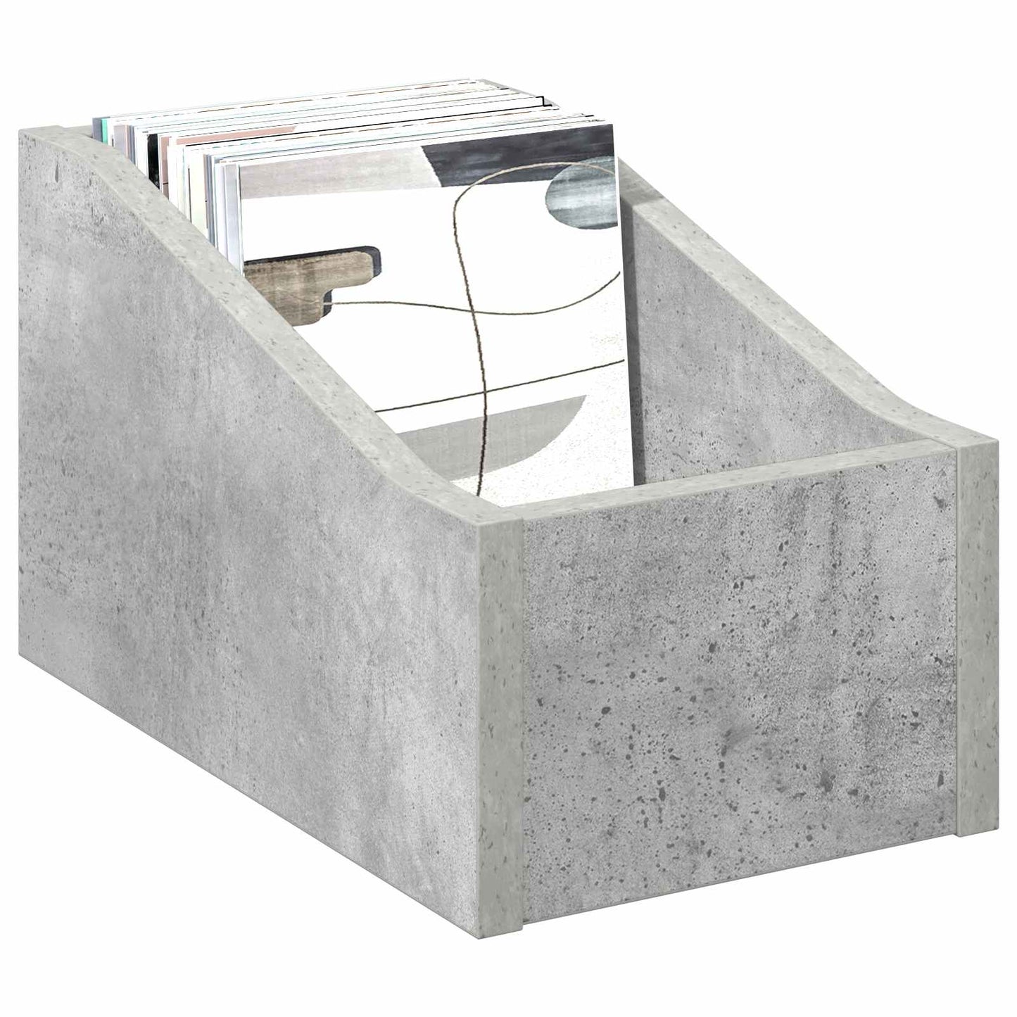 LP Record Box Concrete Grey 18 x 32 x 18 cm Engineered Wood