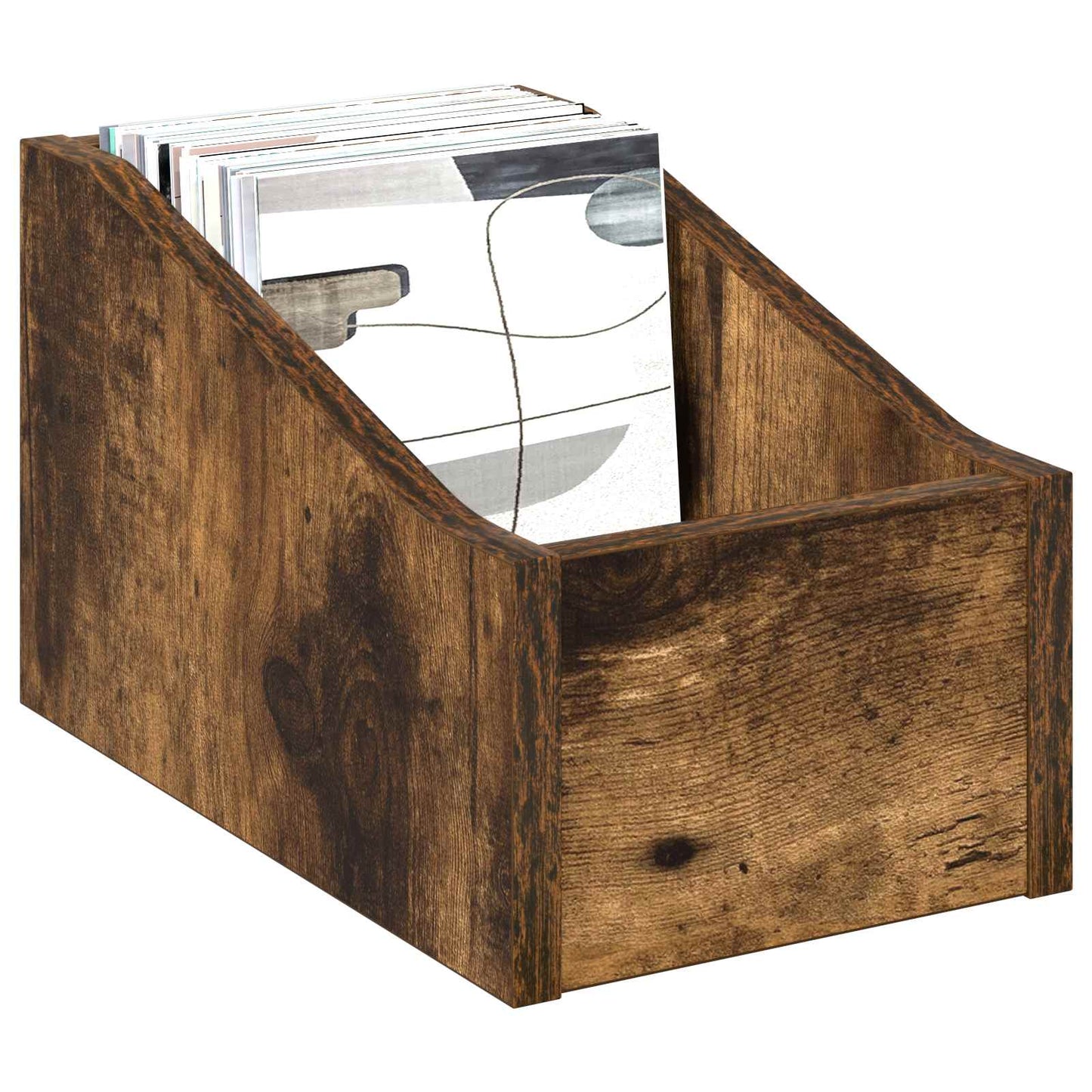 LP Record Box Smoked Oak 18 x 32 x 18 cm Engineered Wood