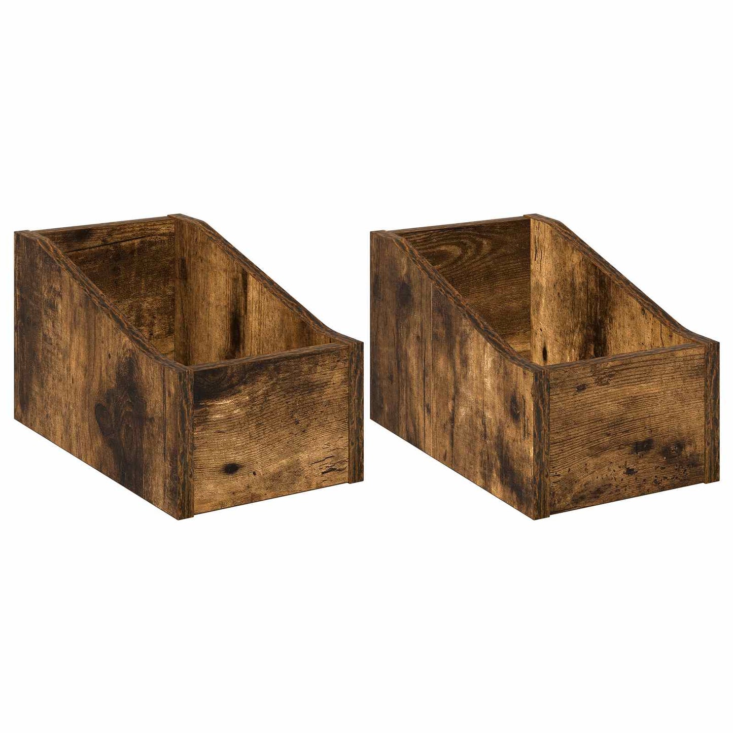 LP Record Box 2 pcs Smoked Oak 18 x 32 x 18 cm Engineered Wood