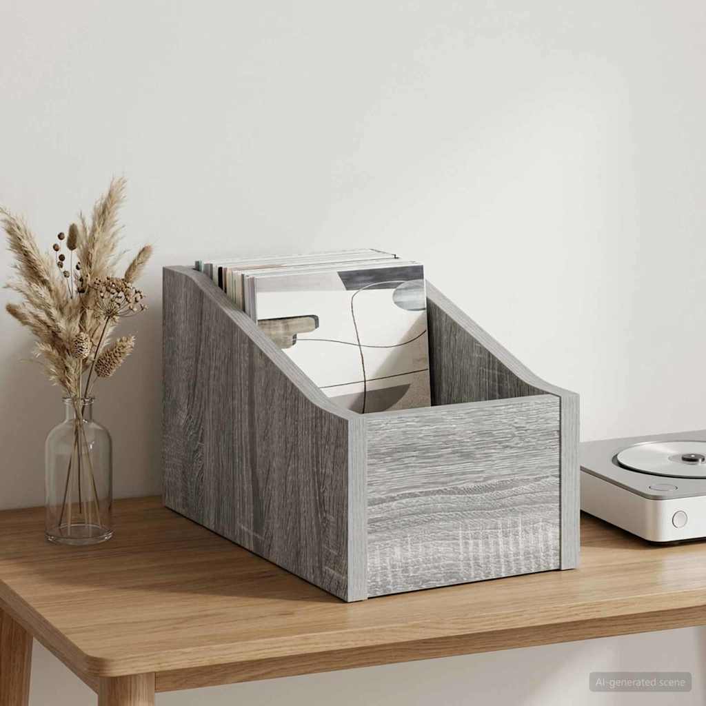 LP Record Box Grey Sonoma 18 x 32 x 18 cm Engineered Wood