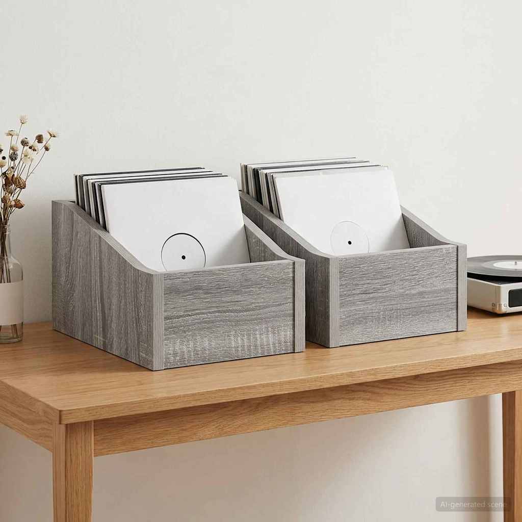 LP Record Box 2 pcs Grey Sonoma 18 x 32 x 18 cm Engineered Wood