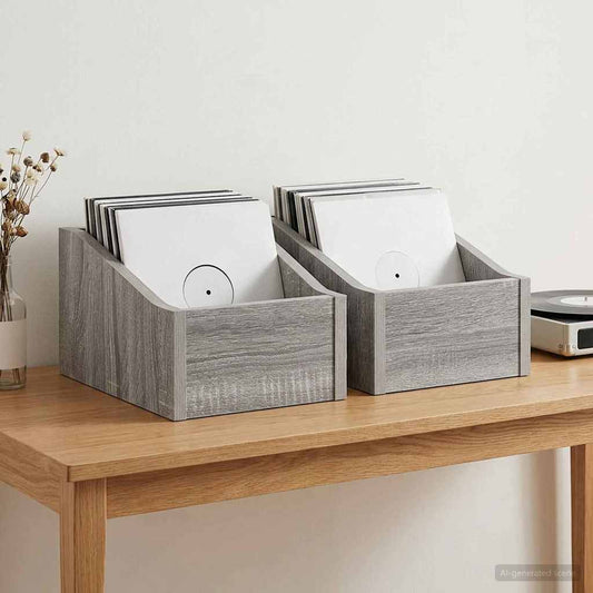 LP Record Box 2 pcs Grey Sonoma 18 x 32 x 18 cm Engineered Wood