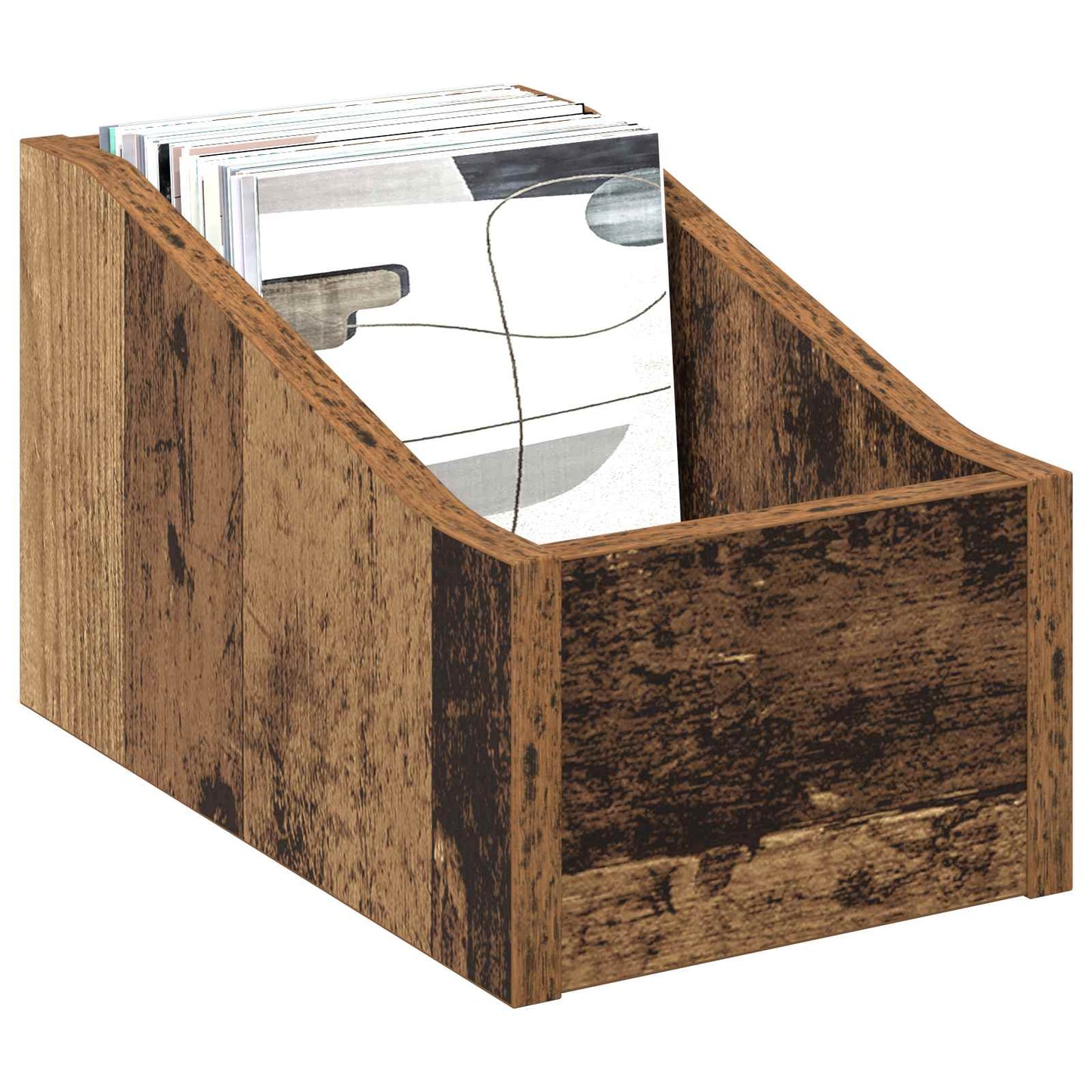 LP Record Box Oak Wood 18 x 32 x 18 cm Engineered Wood