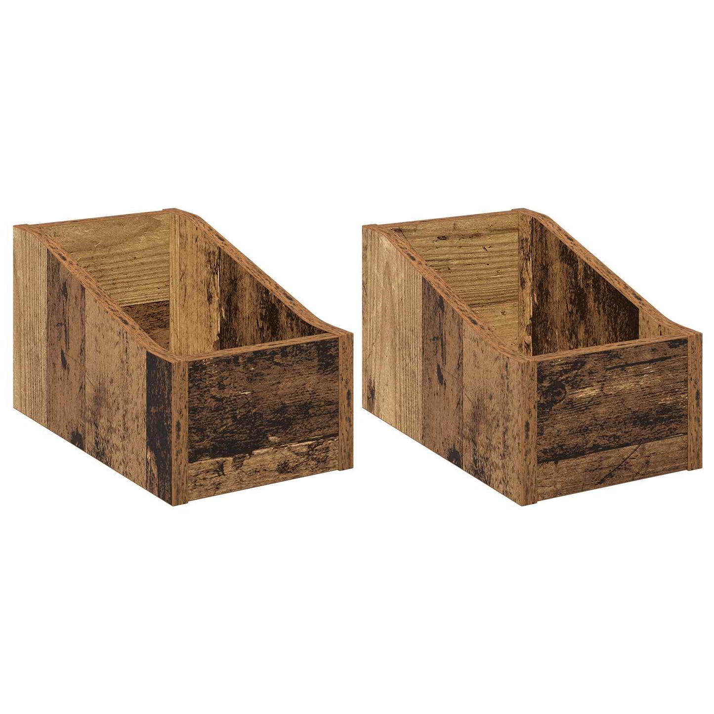 LP Record Box 2 pcs Oak Wood 18 x 32 x 18 cm Engineered Wood