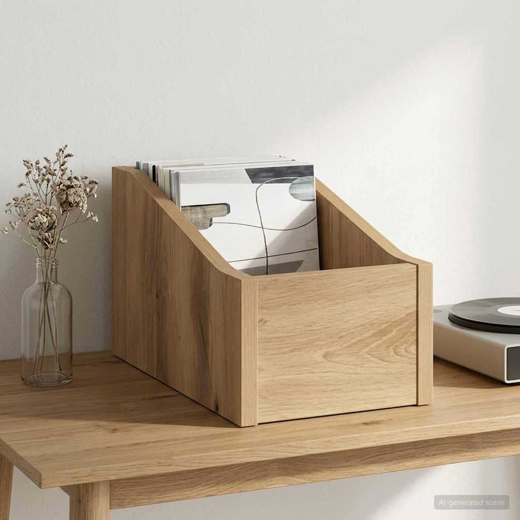 LP Record Box Artisan Oak 18 x 32 x 18 cm Engineered Wood
