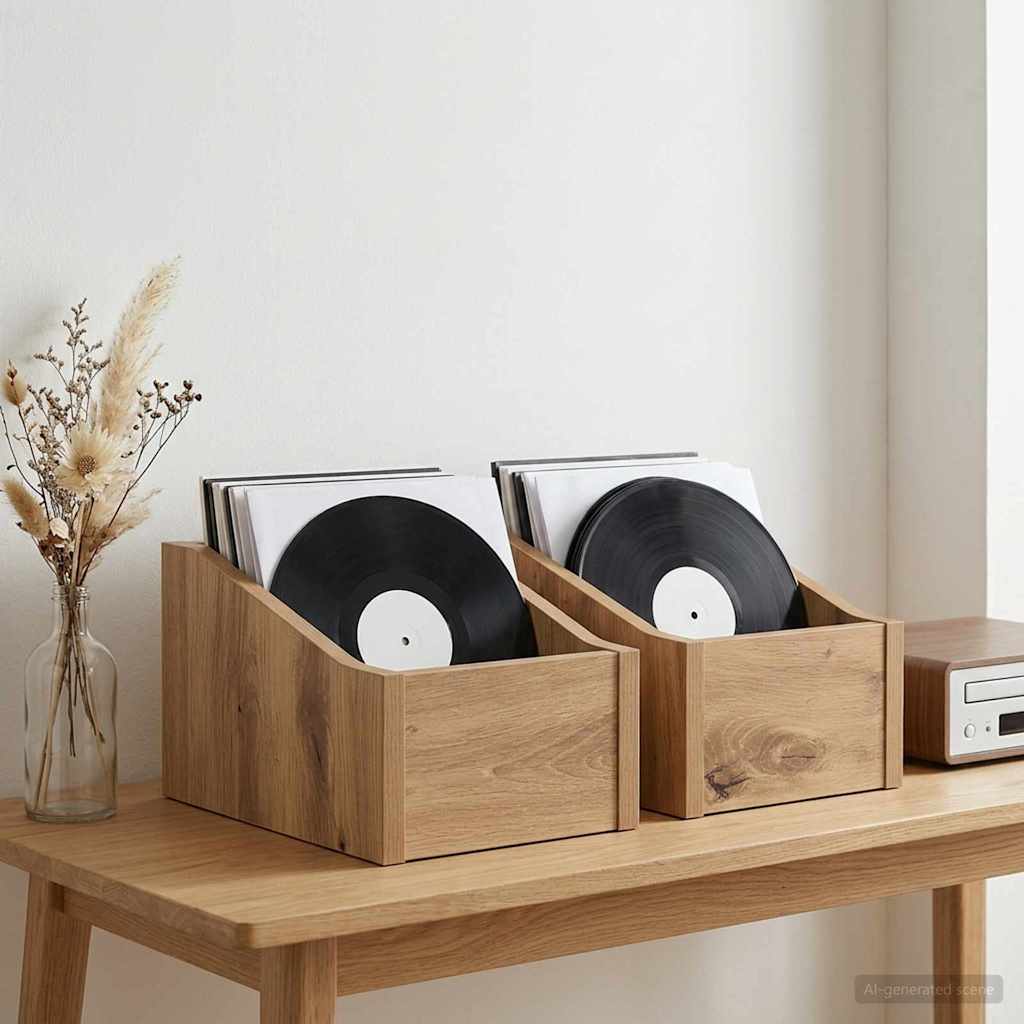 LP Record Box 2 pcs Artisan Oak 18 x 32 x 18 cm Engineered Wood
