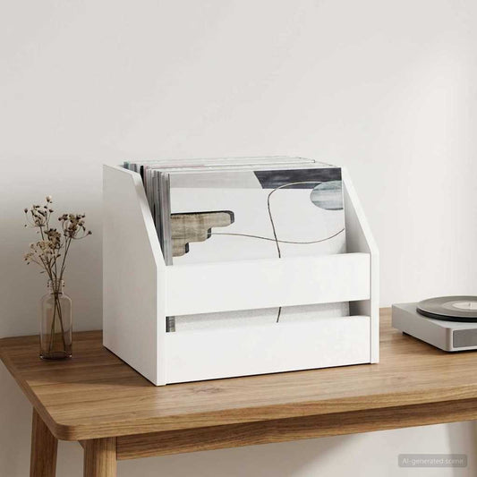 Vinyl Album Box White 38 x 30 x 29 cm Engineered Wood