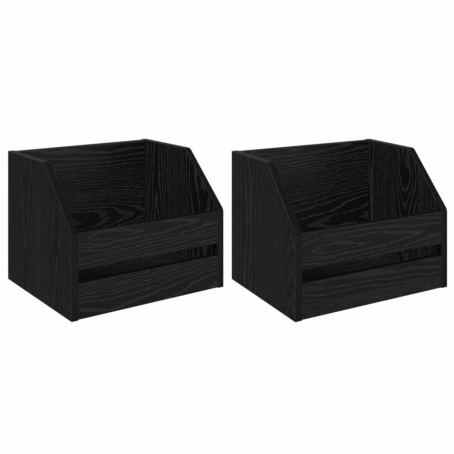 Vinyl Album Box 2 pcs Black Oak 38 x 30 x 29 cm Engineered Wood