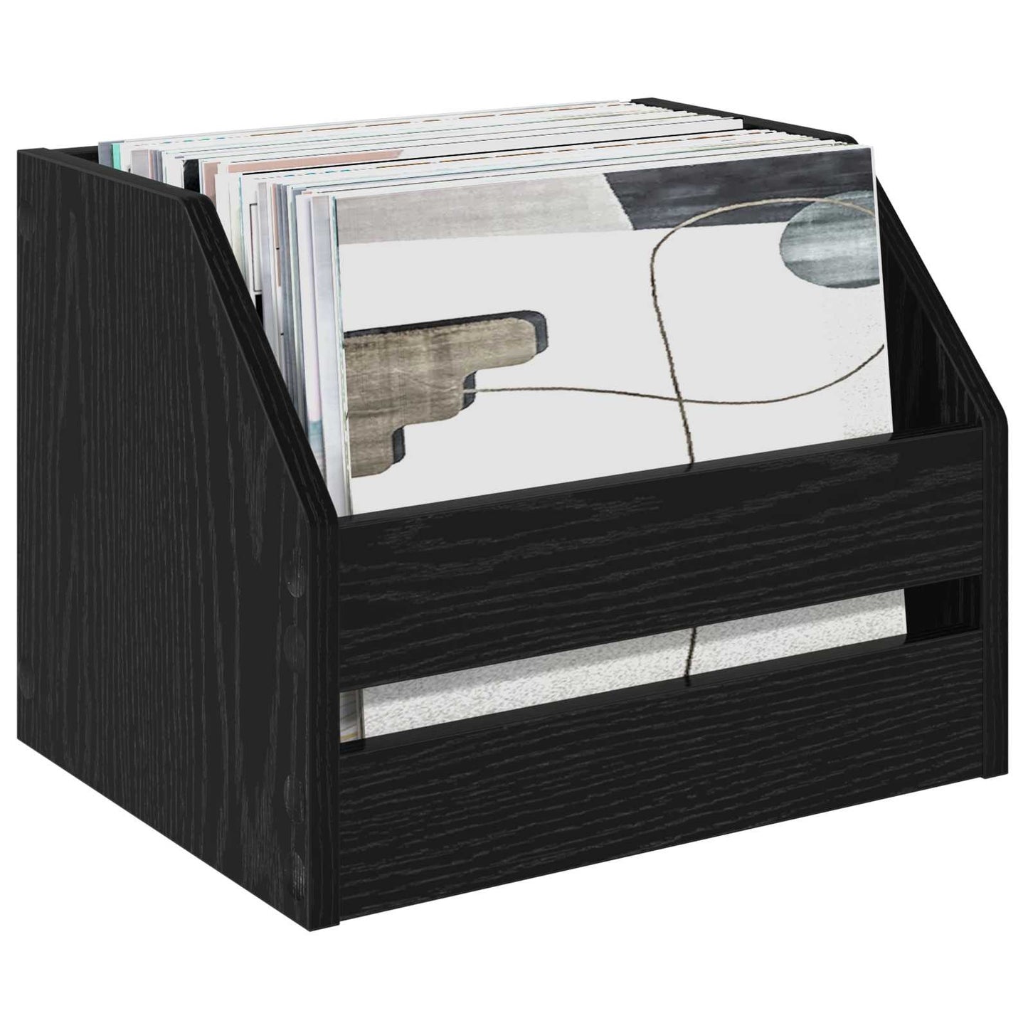 Vinyl Album Box 2 pcs Black Oak 38 x 30 x 29 cm Engineered Wood