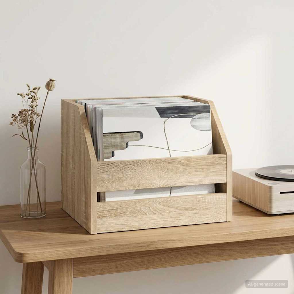 Vinyl Album Box Sonoma Oak 38 x 30 x 29 cm Engineered Wood
