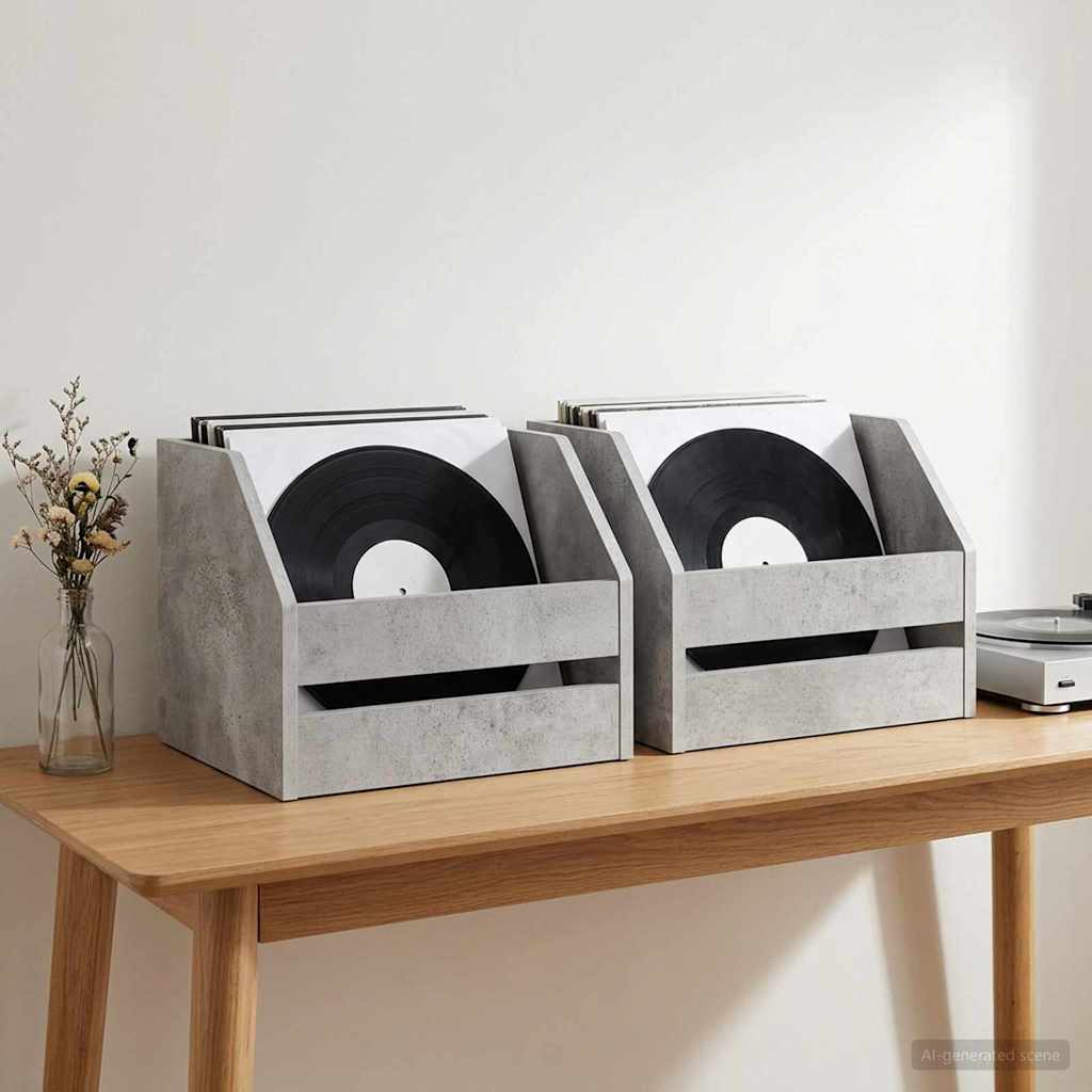 Vinyl Album Box 2 pcs Concrete Grey 38 x 30 x 29 cm