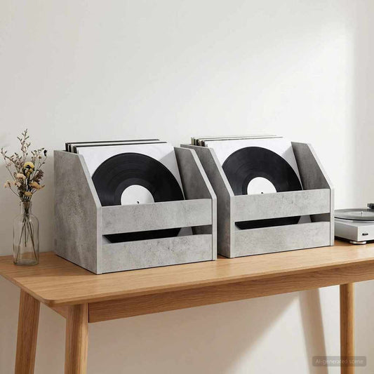 Vinyl Album Box 2 pcs Concrete Grey 38 x 30 x 29 cm