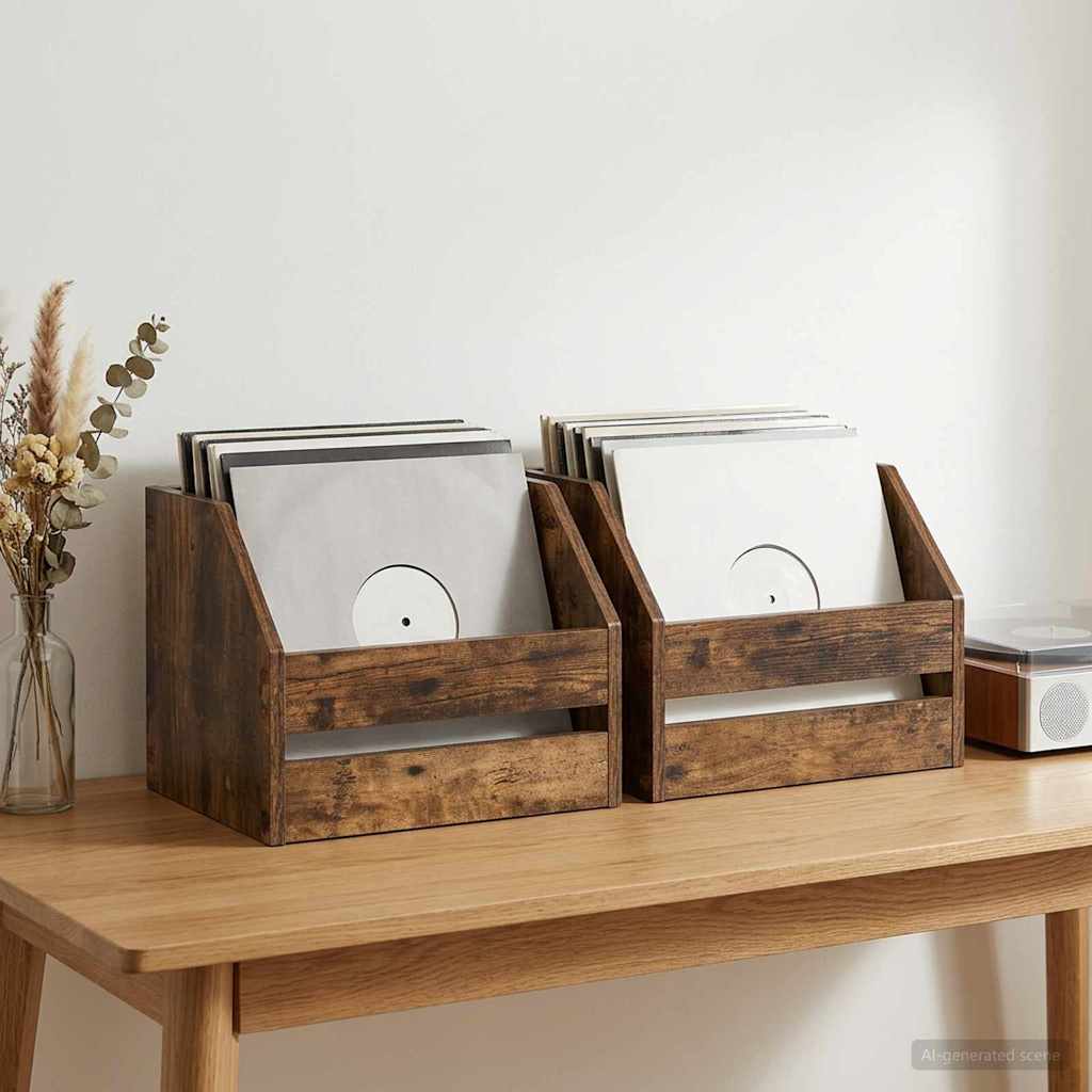 Vinyl Album Box 2 pcs Smoked Oak 38 x 30 x 29 cm