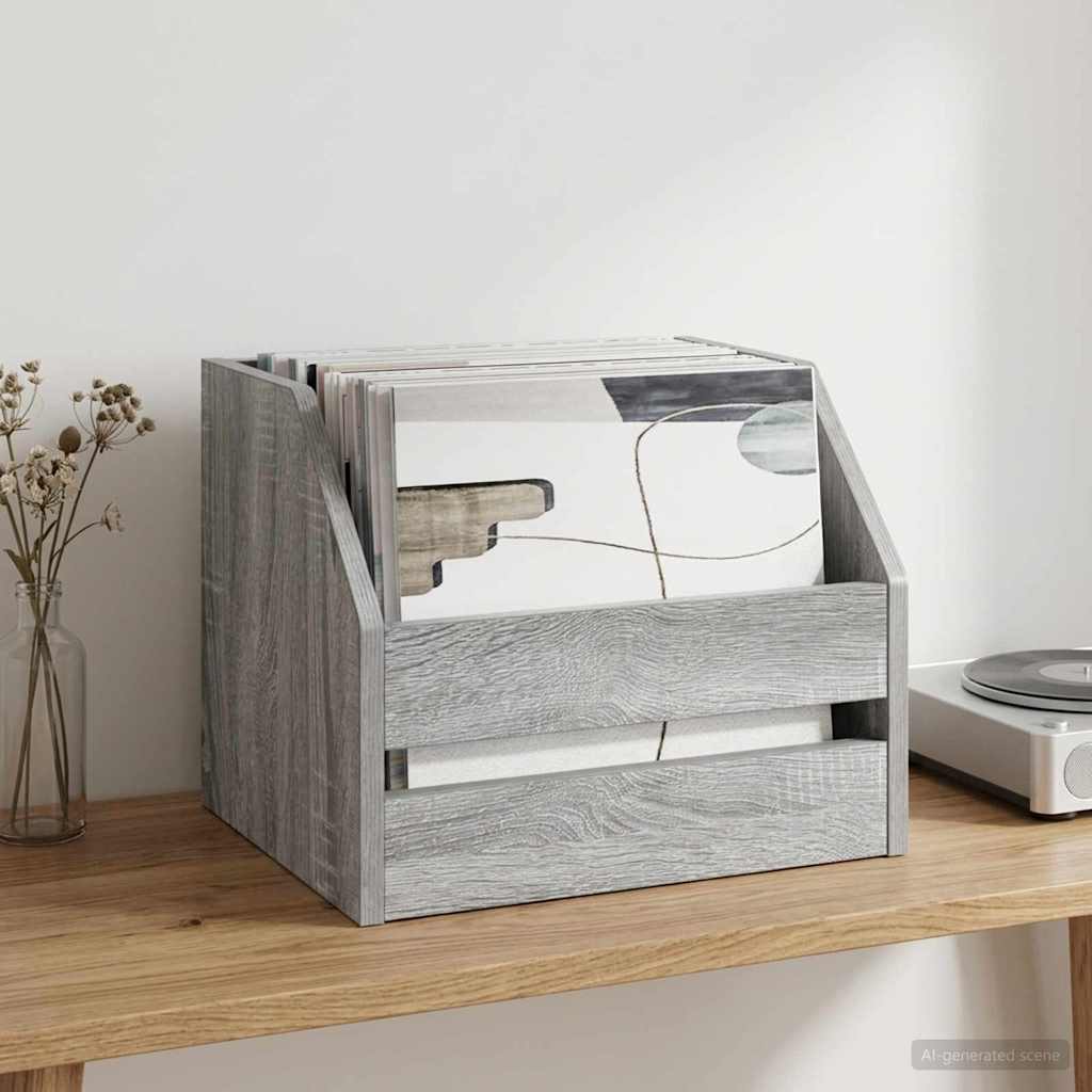 Vinyl Album Box Grey Sonoma 38 x 30 x 29 cm Engineered Wood