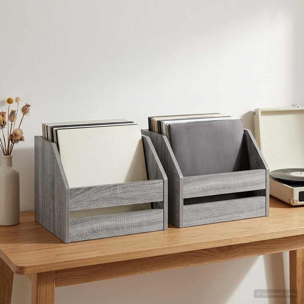 Vinyl Album Box 2 pcs Grey Sonoma 38 x 30 x 29 cm