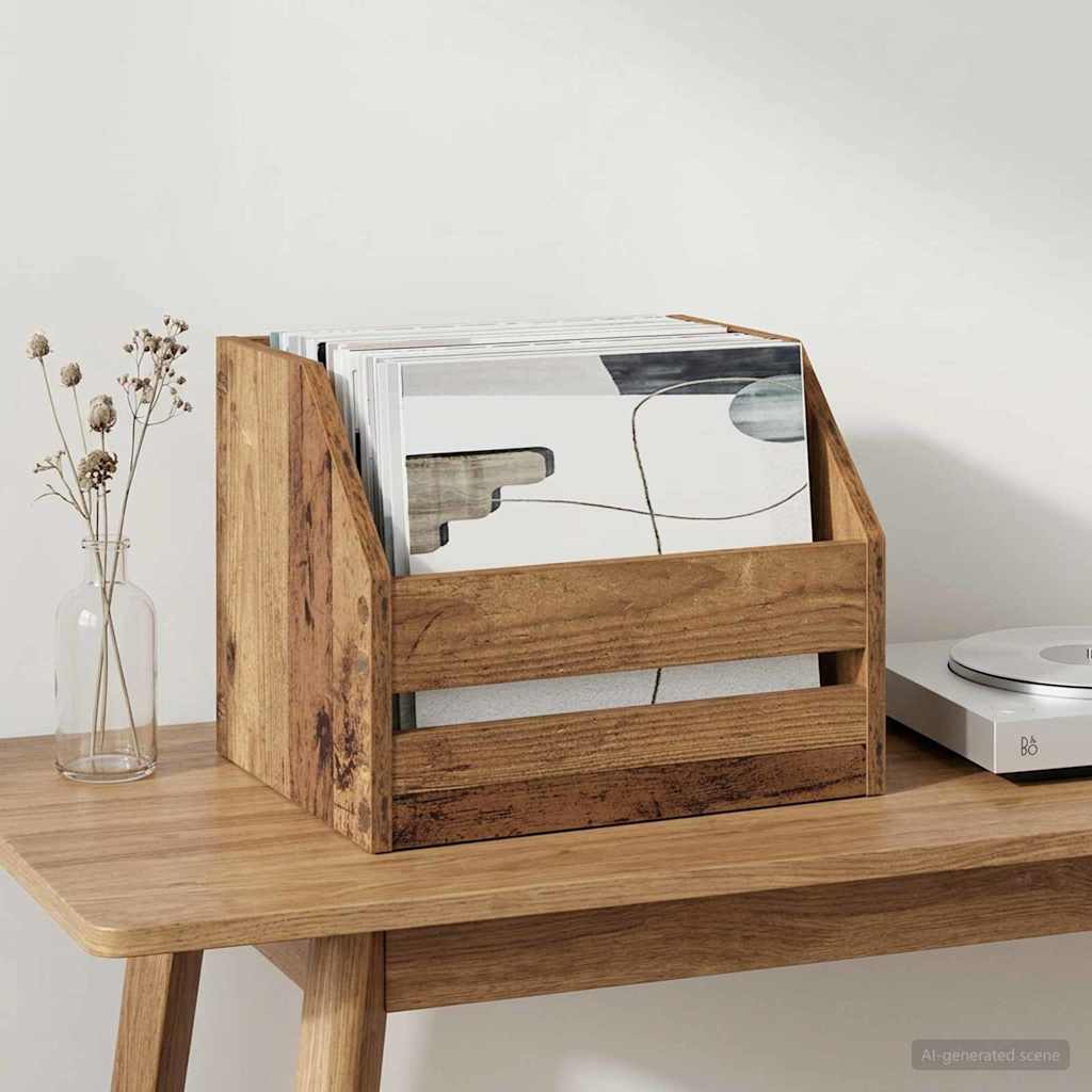 Vinyl Album Box Oak Wood 38 x 30 x 29 cm Engineered Wood