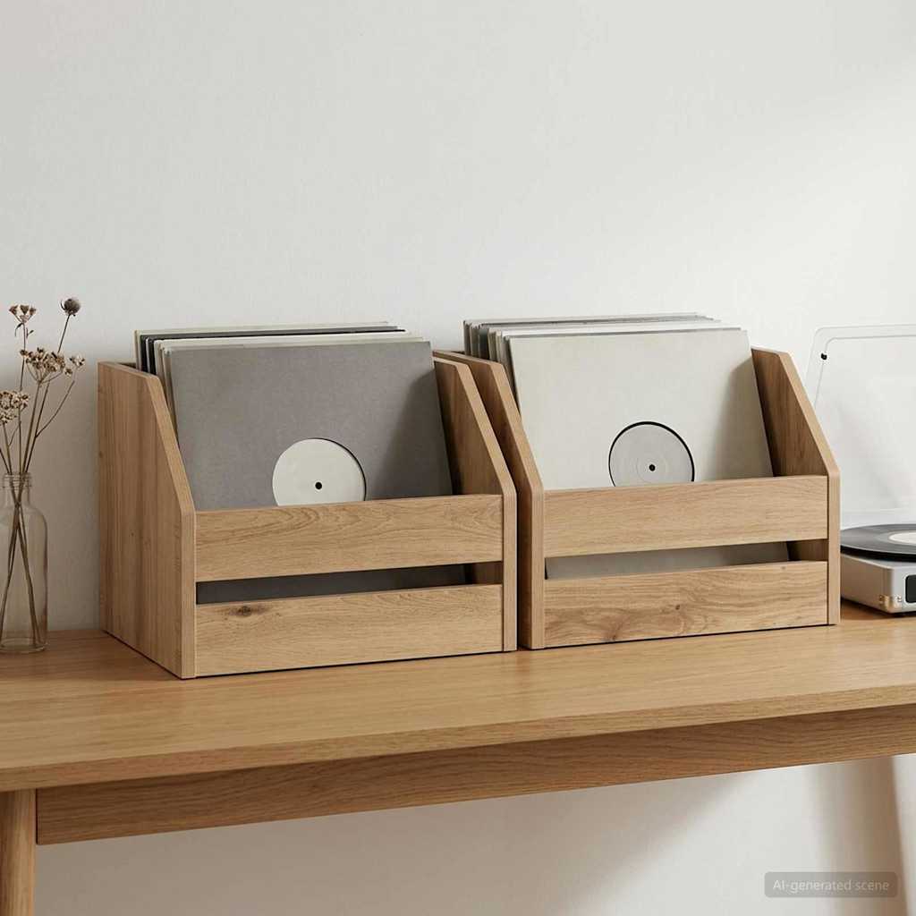 Vinyl Album Box 2 pcs Artisan Oak 38 x 30 x 29 cm