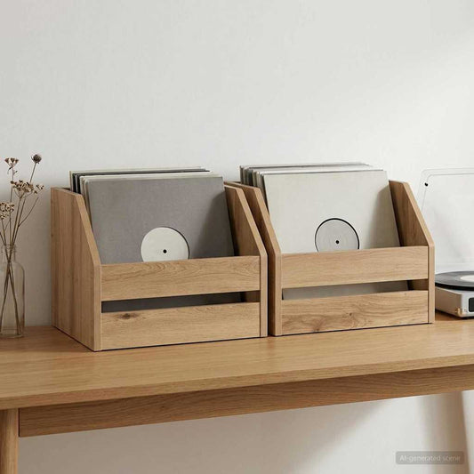 Vinyl Album Box 2 pcs Artisan Oak 38 x 30 x 29 cm