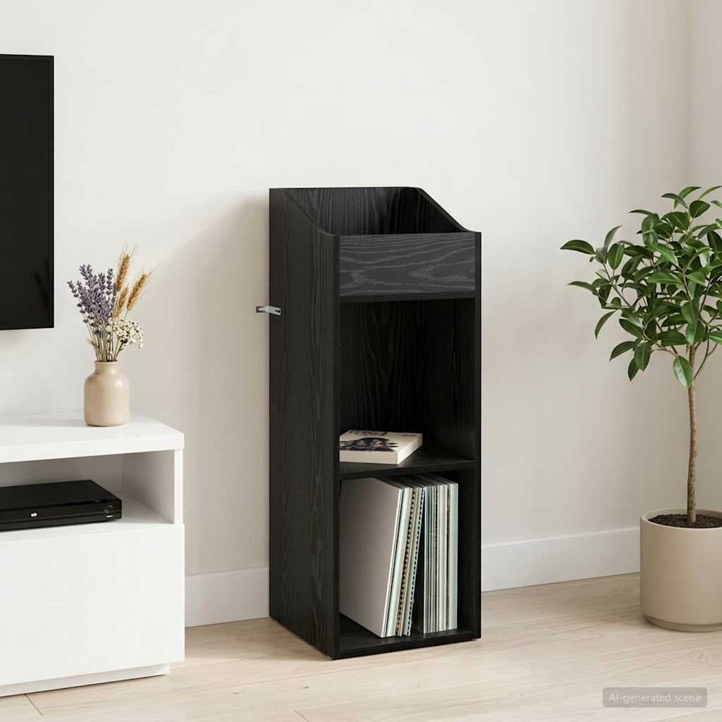 Record Cabinet Black Oak 36 x 36 x 95.5 cm Engineered Wood