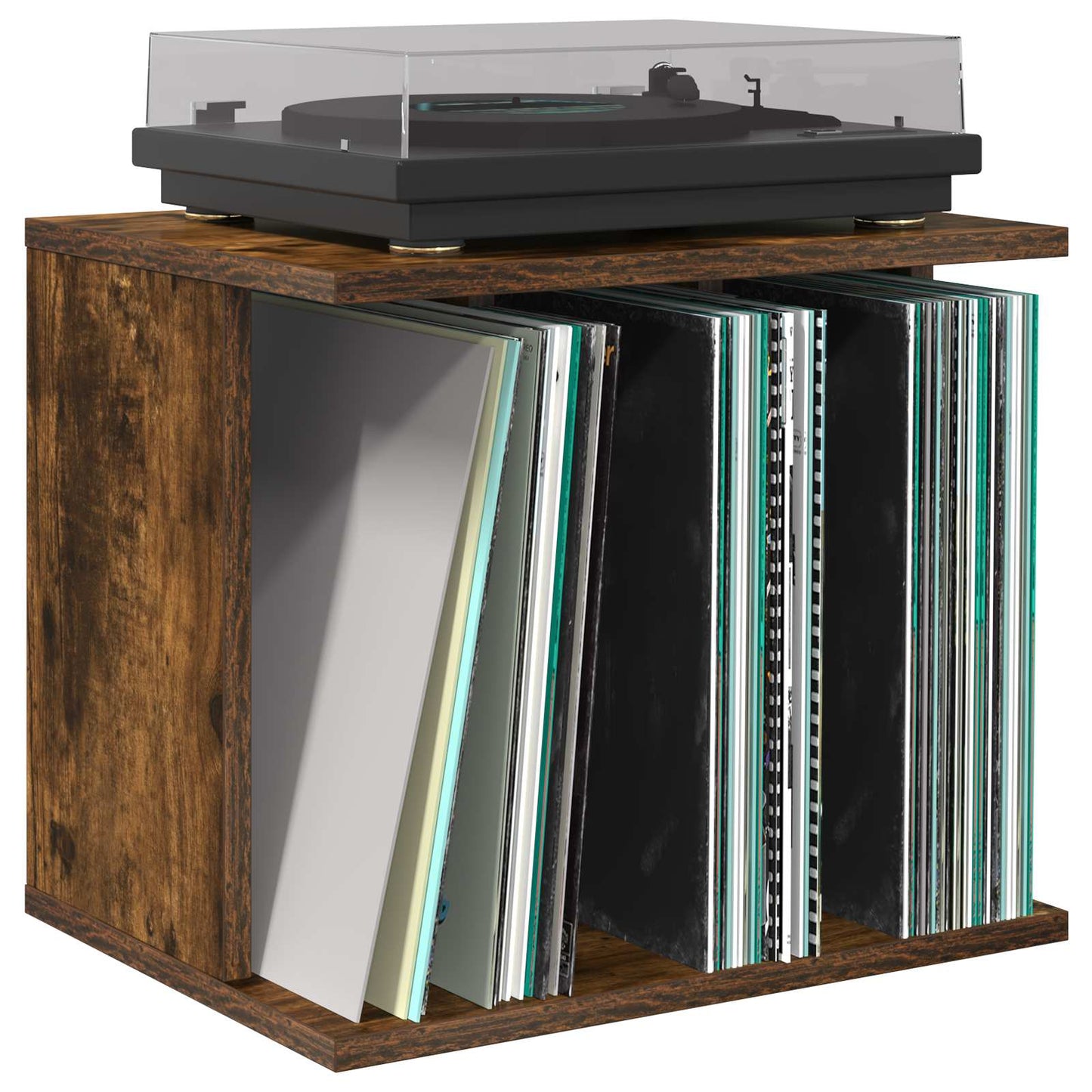 Vinyl Record Storage Smoked Oak 42 x 33 x 36 cm Engineered Wood