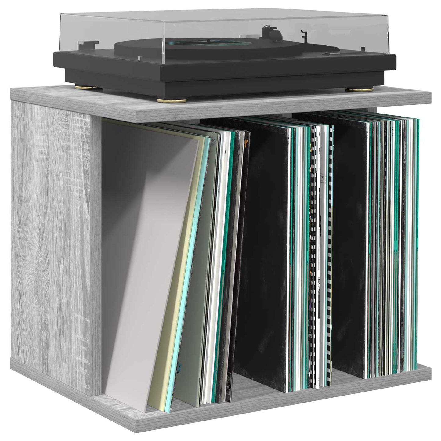 Vinyl Record Storage Grey Sonoma 42 x 33 x 36 cm