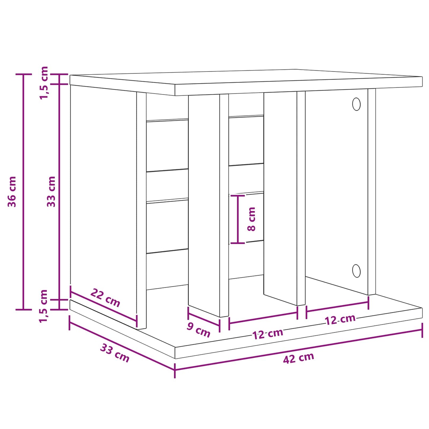 Vinyl Record Storage Grey Sonoma 42 x 33 x 36 cm