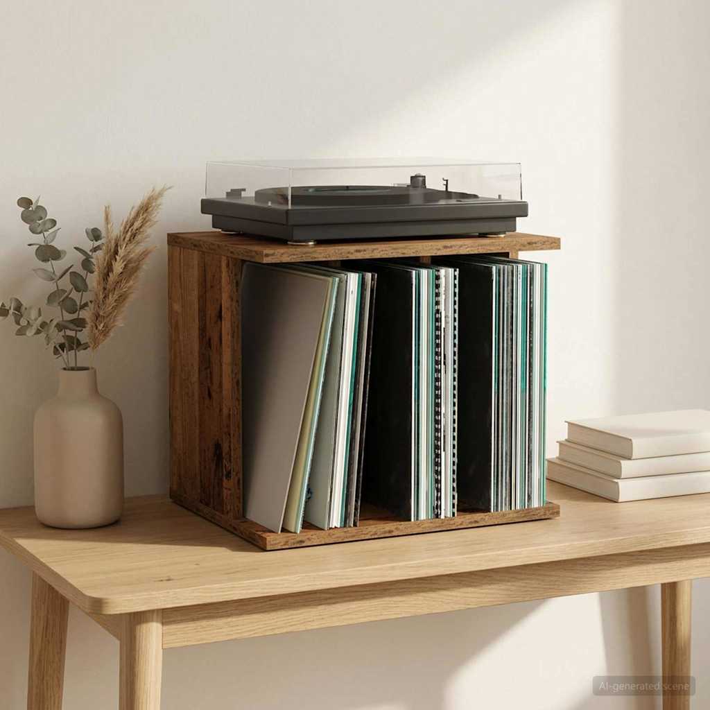 Vinyl Record Storage Old Wood 42 x 33 x 36 cm Engineered Wood