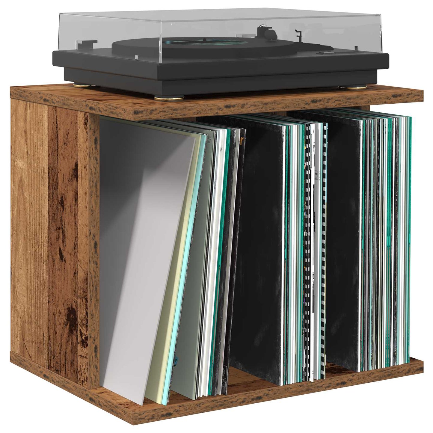 Vinyl Record Storage Old Wood 42 x 33 x 36 cm Engineered Wood