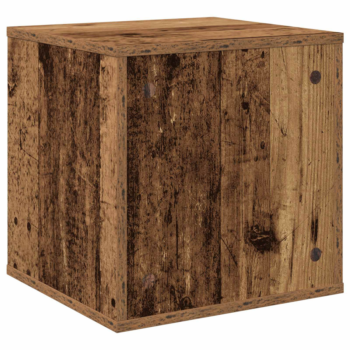 Vinyl Album Box Old Wood 37 x 36.5 x 38 cm Engineered Wood