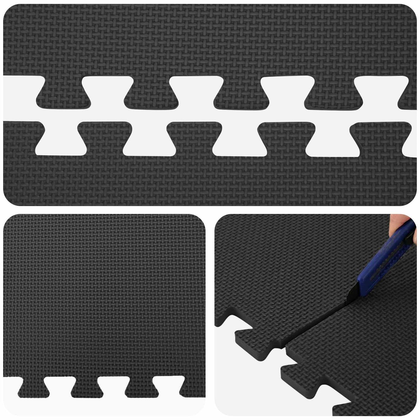 Floor Mats 50 pcs Black 18 m² EVA Foam