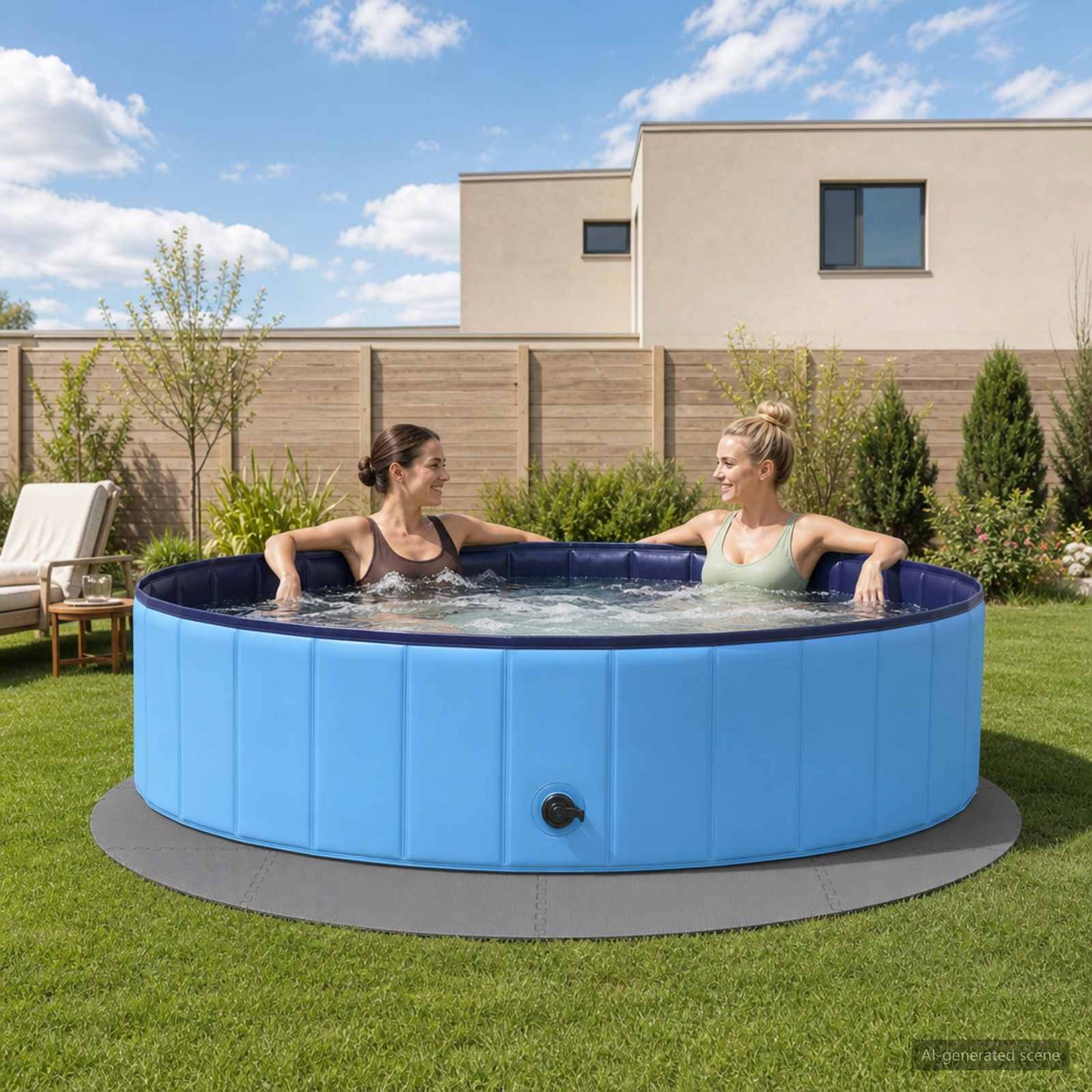 Pool Ground Mat 16 pcs Ø 235 cm Round EVA Foam Grey