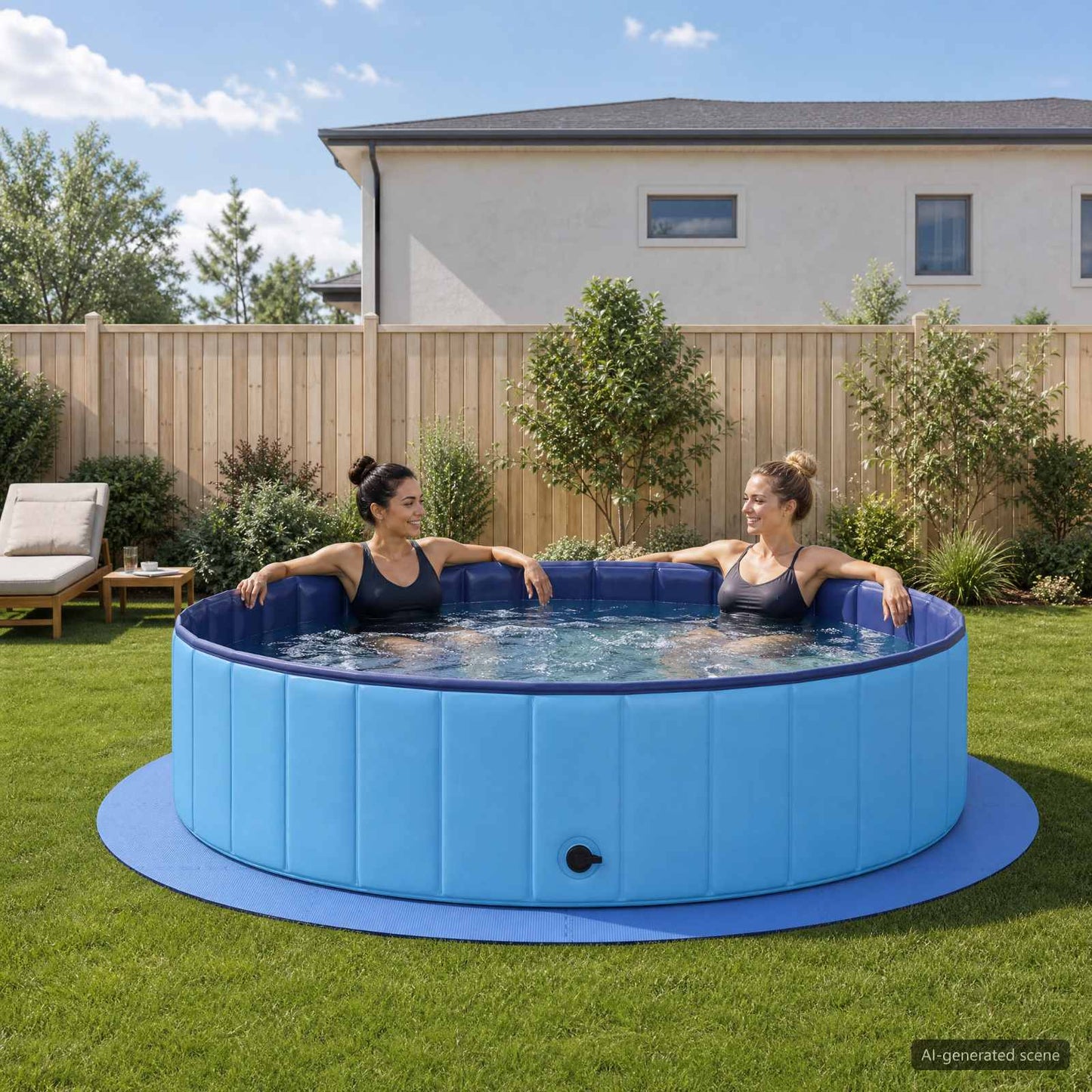 Pool Ground Mat 16 pcs Ø 235 cm Round EVA Foam Blue