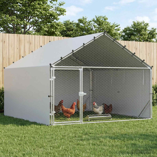 Chicken Coop with Roof Silver 200 x 200 x 150 cm