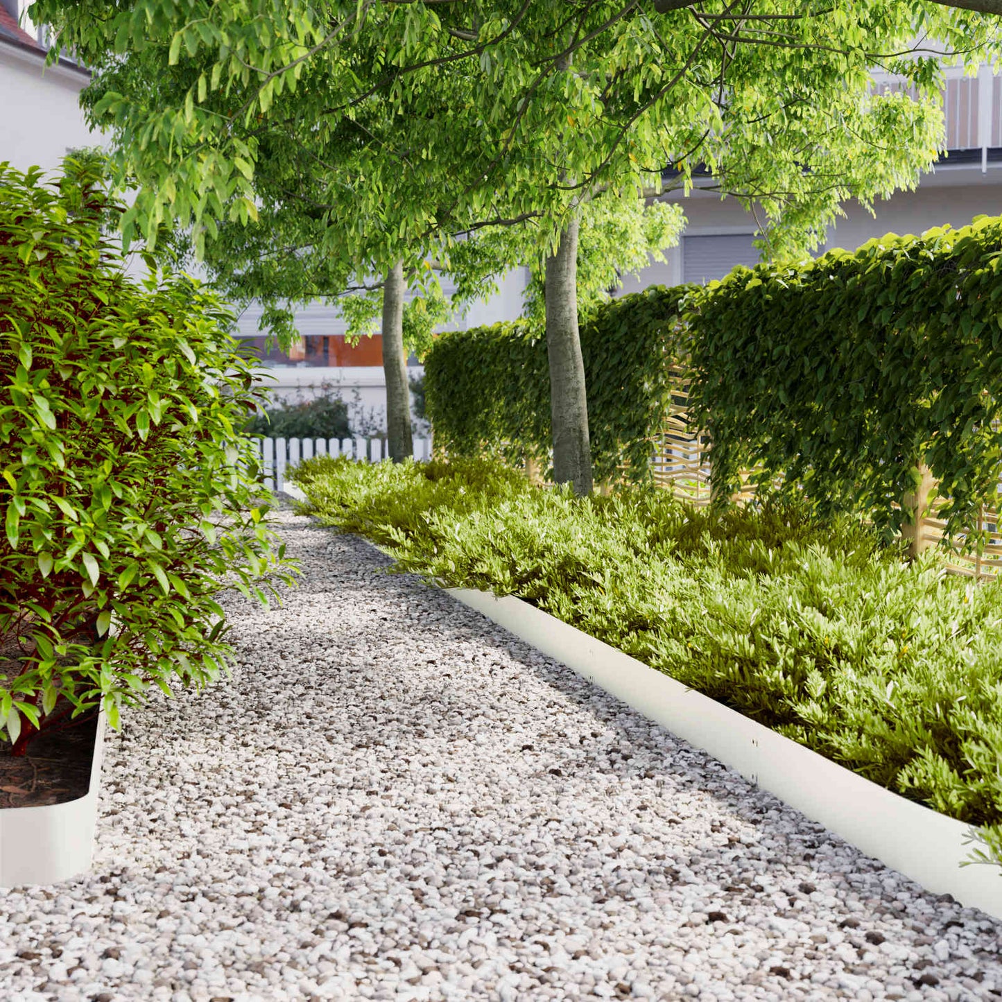 Lawn Edging 30 pcs 15 x 103 cm Steel White
