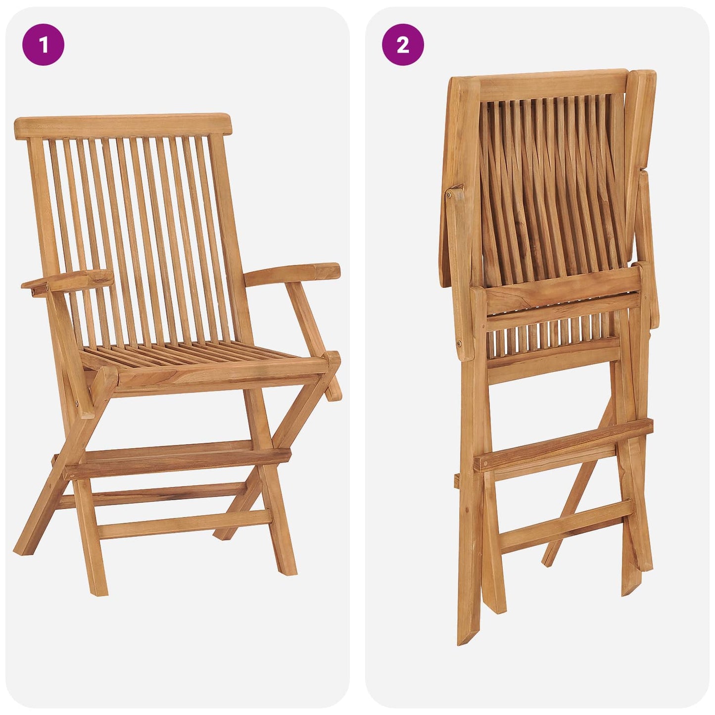 3 Piece Folding Garden Bistro Set Natural Solid Teak Wood