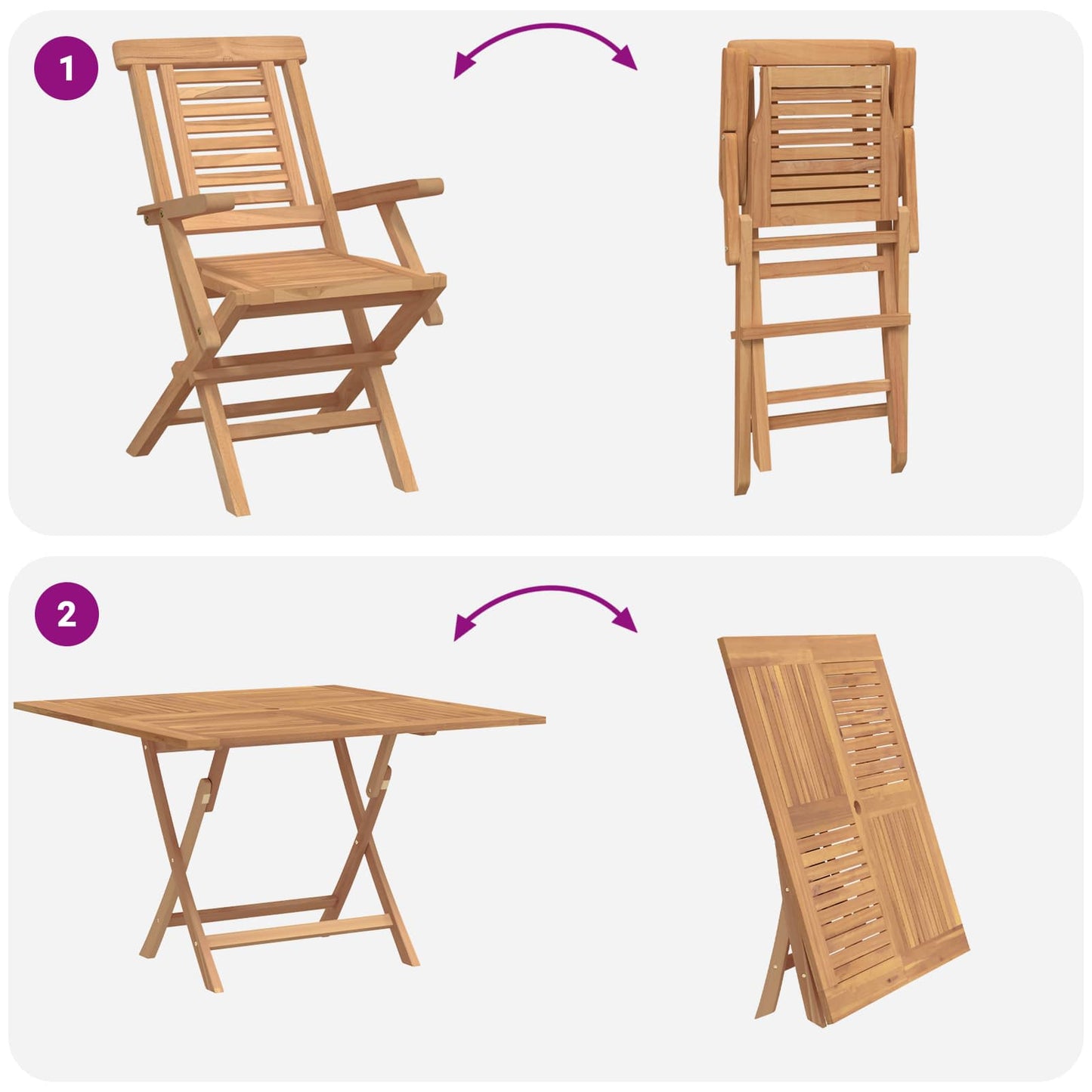 Garden Set 5 pcs Brown Solid Teak Wood
