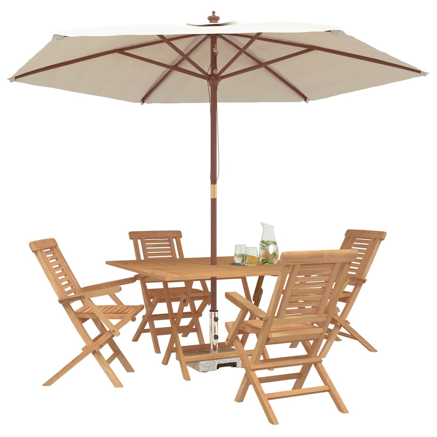 Garden Set 5 pcs Brown Solid Teak Wood