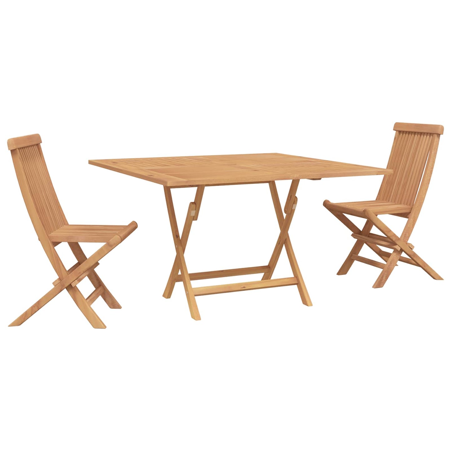 Garden Bistro Set Folding 3 pcs Brown Soild Teak Wood