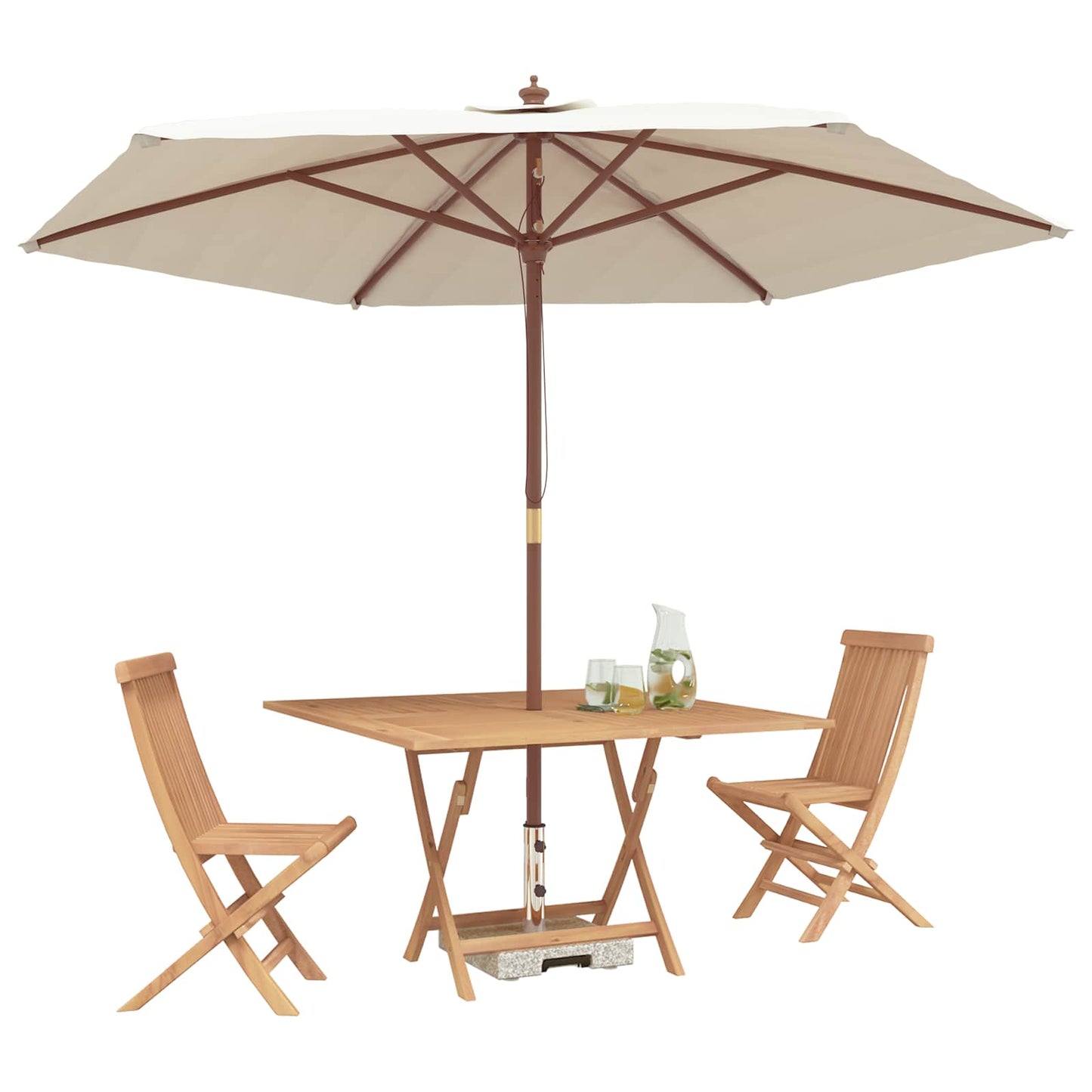Garden Bistro Set Folding 3 pcs Brown Soild Teak Wood