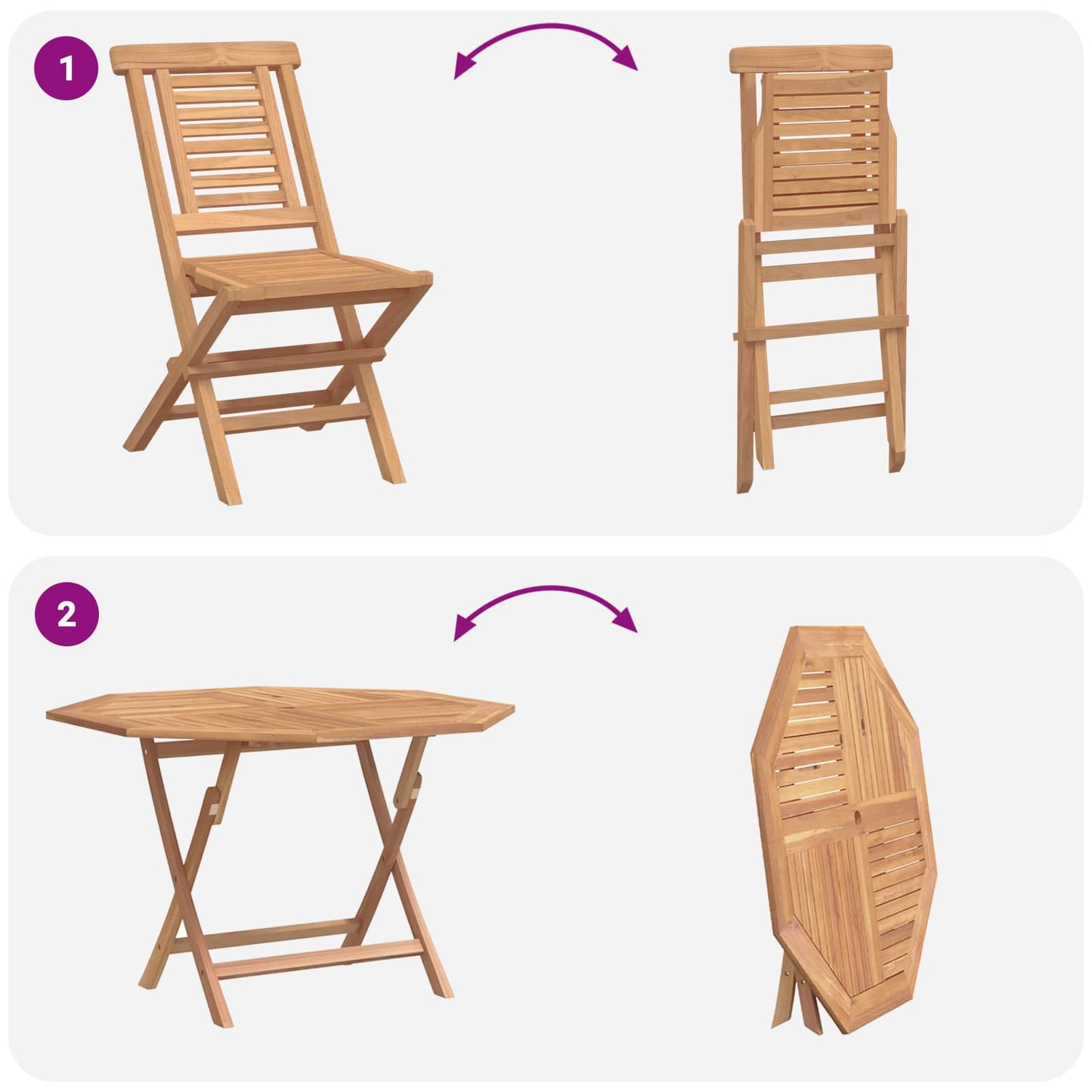 Garden Set 5 pcs Brown Solid Teak Wood