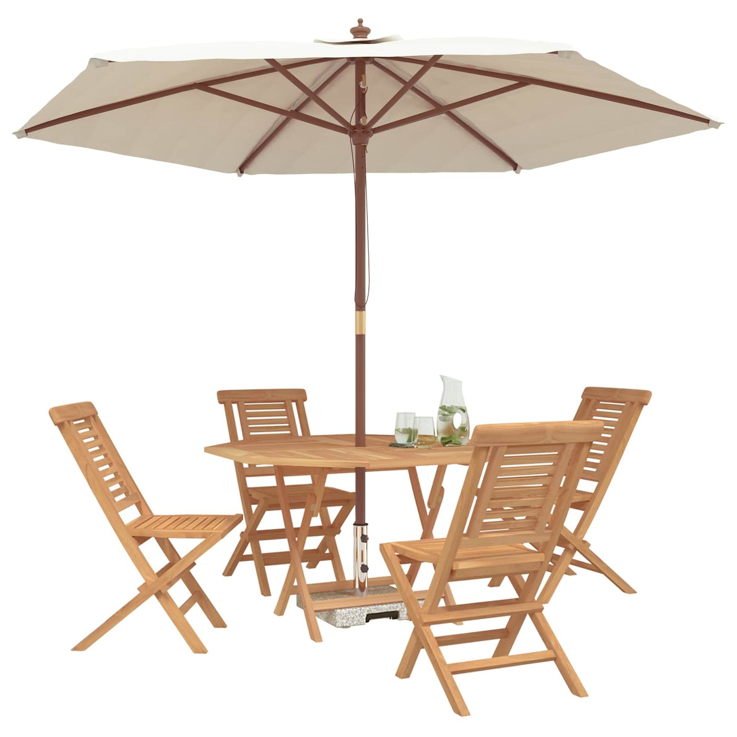 Garden Set 5 pcs Brown Solid Teak Wood