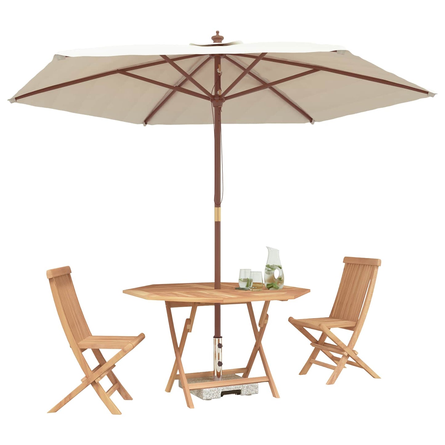 Garden Bistro Set Folding 3 pcs Brown Soild Teak Wood