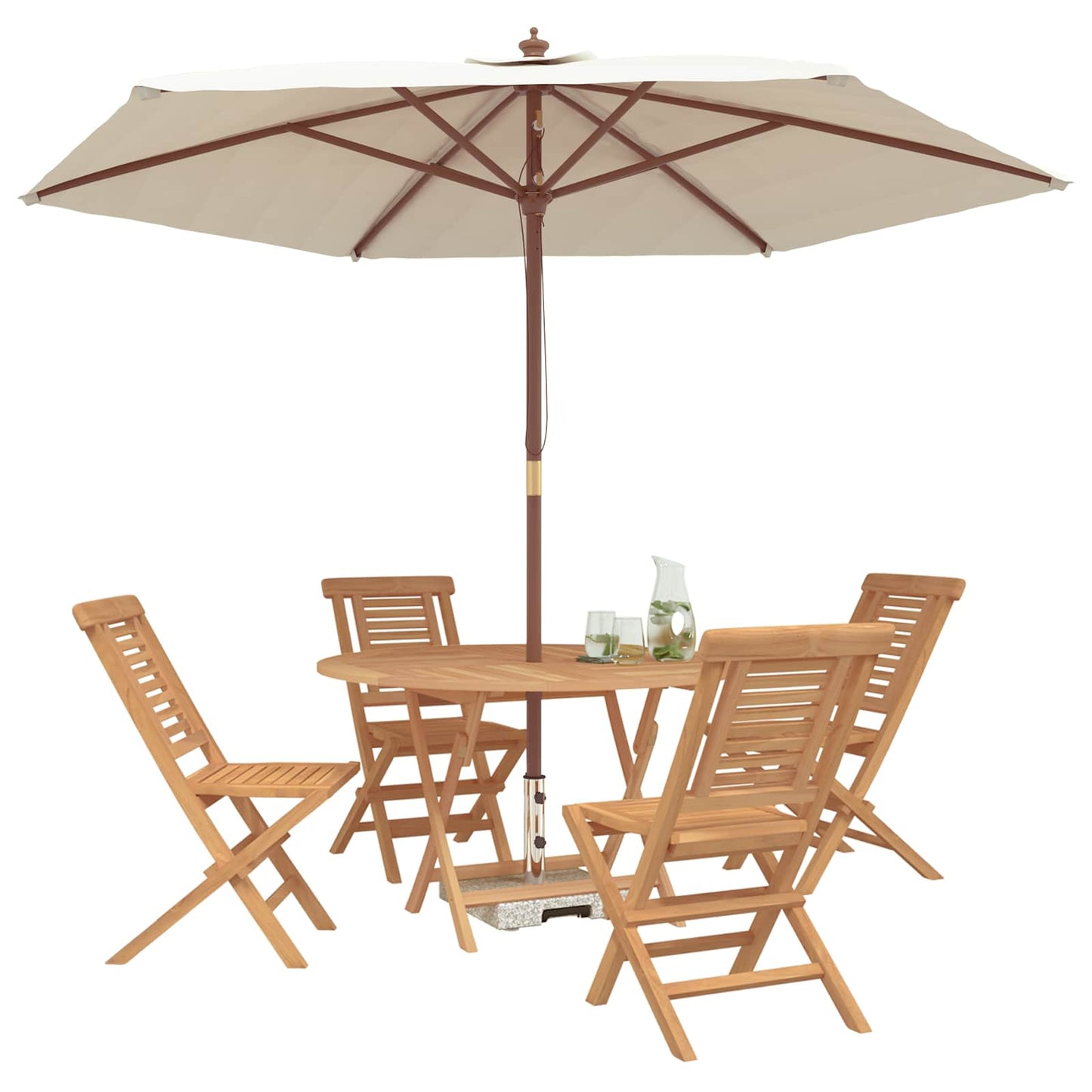 Garden Set 5 pcs Brown Solid Teak Wood