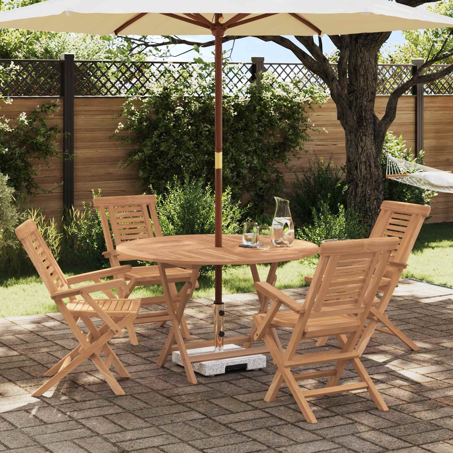 Garden Set 5 pcs Brown Solid Teak Wood