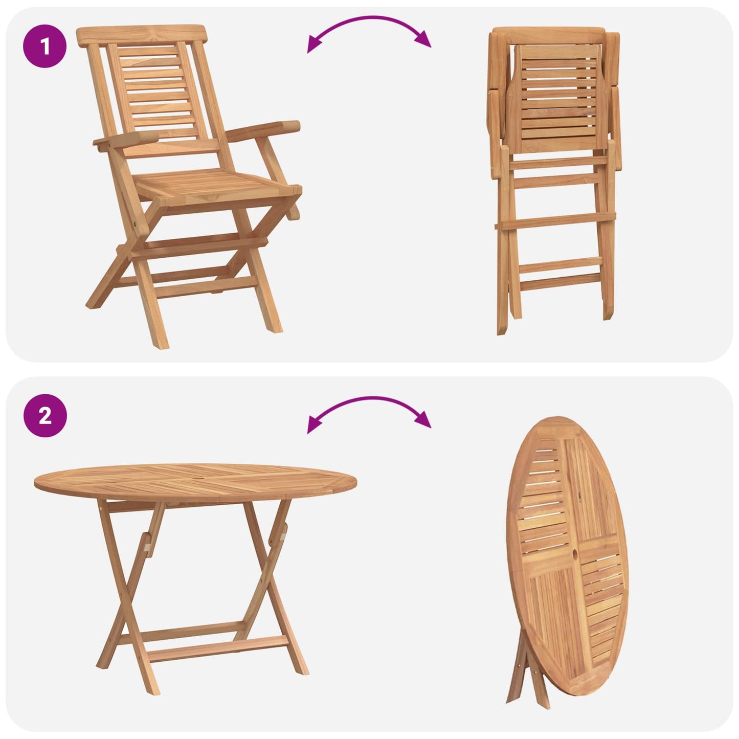 Garden Set 5 pcs Brown Solid Teak Wood