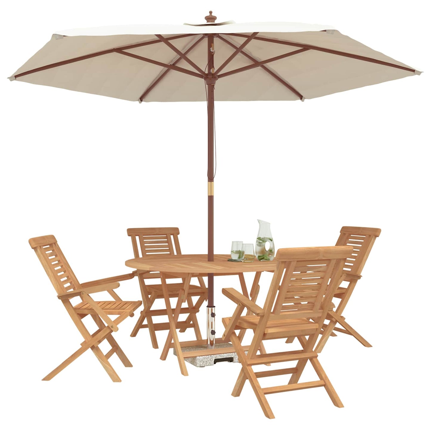 Garden Set 5 pcs Brown Solid Teak Wood